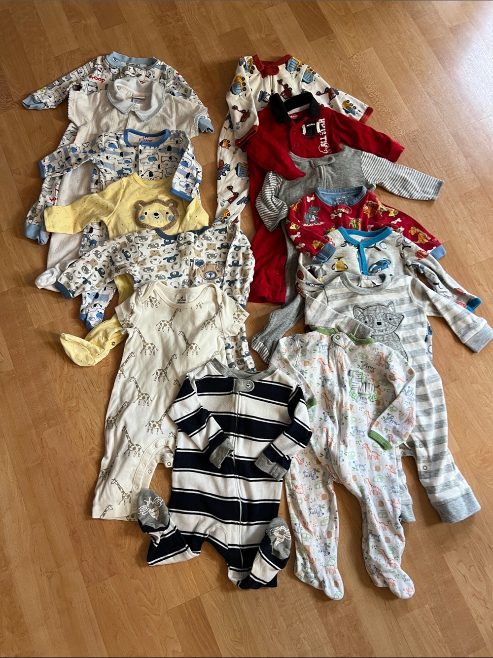 Lot of 14 Baby Boy Sleep n Play 3-6M 6M Footed Pajamas Burt’s Bees Rene Baby Gap